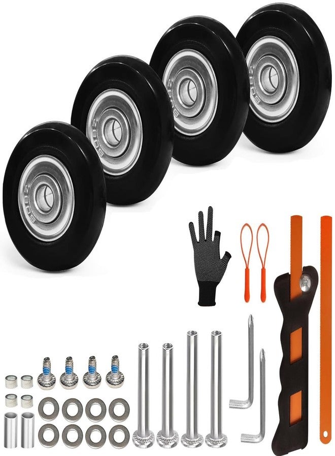ASUNTOM Luggage Wheels Replacement Kit 4PC Diameter 2in/50mm Thick 0.7in/18mm PU Wheels with Ball Bearing 3 Size Axles Full Set Repair Tool for Suitcase Trolley Bag Draw-bar Travel Box - Image 1